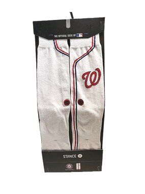 STANCE MLB Home Jersey Crew Socks Washington Nationals Large White Red Baseball